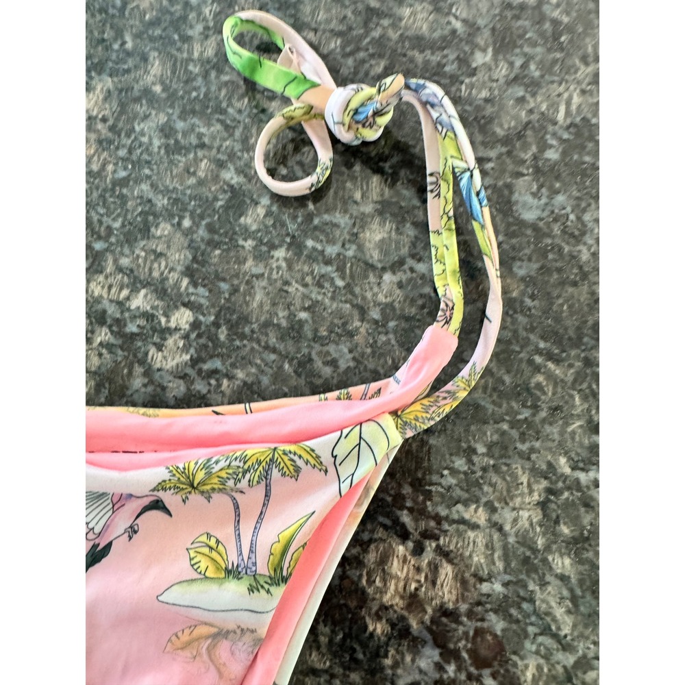 Oceanus Swimwear Lou Bikini Bottom Pink Tropical Landscape Side Tie‎ XS New - Picture 5 of 7